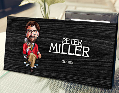 BK Gift Kişiye Özel Erkek Patron Karikatürlü Antik Siyah (Ebony) Ahşap Tabela-3, Dekoratif Tabela, Rustik Ev Dekorasyonu, Duvar Dekoru