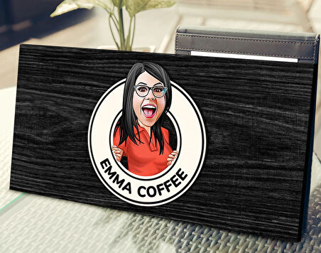 BK Gift Kişiye Özel Kadın Karikatürlü Antik Siyah (Ebony) Ahşap Tabela-01, Dekoratif Tabela, Rustik Ev Dekorasyonu, Duvar Dekoru