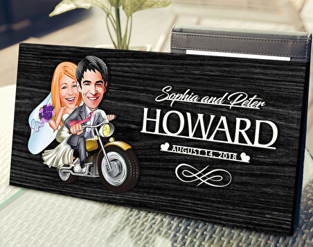 BK Gift Kişiye Özel Evleniyoruz Karikatürlü Antik Siyah (Ebony) Ahşap Tabela-8, Dekoratif Tabela, Rustik Ev Dekorasyonu, Duvar Dekoru