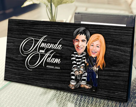 BK Gift Kişiye Özel Sevgililer Karikatürlü Antik Siyah (Ebony) Ahşap Tabela-7, Dekoratif Tabela, Rustik Ev Dekorasyonu, Duvar Dekoru
