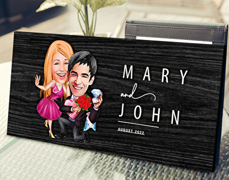 BK Gift Kişiye Özel Sevgililer Karikatürlü Antik Siyah (Ebony) Ahşap Tabela-9, Dekoratif Tabela, Rustik Ev Dekorasyonu, Duvar Dekoru