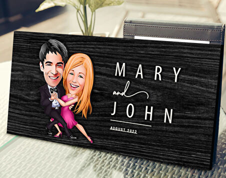 BK Gift Kişiye Özel Sevgililer Karikatürlü Antik Siyah (Ebony) Ahşap Tabela-13, Dekoratif Tabela, Rustik Ev Dekorasyonu, Duvar Dekoru