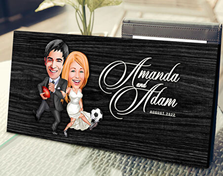 BK Gift Kişiye Özel Sevgililer Karikatürlü Antik Siyah (Ebony) Ahşap Tabela-15, Dekoratif Tabela, Rustik Ev Dekorasyonu, Duvar Dekoru