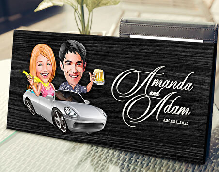 BK Gift Kişiye Özel Sevgililer Karikatürlü Antik Siyah (Ebony) Ahşap Tabela-53, Dekoratif Tabela, Rustik Ev Dekorasyonu, Duvar Dekoru