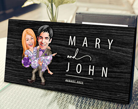 BK Gift Kişiye Özel Sevgililer Karikatürlü Antik Siyah (Ebony) Ahşap Tabela-56, Dekoratif Tabela, Rustik Ev Dekorasyonu, Duvar Dekoru