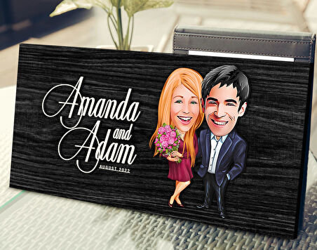 BK Gift Kişiye Özel Sevgililer Karikatürlü Antik Siyah (Ebony) Ahşap Tabela-94, Dekoratif Tabela, Rustik Ev Dekorasyonu, Duvar Dekoru