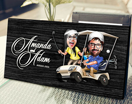 BK Gift Kişiye Özel Sevgililer Karikatürlü Antik Siyah (Ebony) Ahşap Tabela-96, Dekoratif Tabela, Rustik Ev Dekorasyonu, Duvar Dekoru