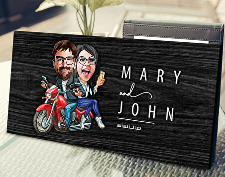 BK Gift Kişiye Özel Sevgililer Karikatürlü Antik Siyah (Ebony) Ahşap Tabela-97, Dekoratif Tabela, Rustik Ev Dekorasyonu, Duvar Dekoru