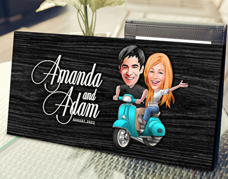 BK Gift Kişiye Özel Sevgililer Karikatürlü Antik Siyah (Ebony) Ahşap Tabela-99, Dekoratif Tabela, Rustik Ev Dekorasyonu, Duvar Dekoru