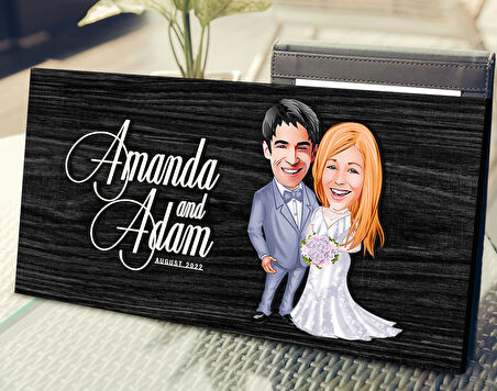 BK Gift Kişiye Özel Sevgililer Karikatürlü Antik Siyah (Ebony) Ahşap Tabela-104, Dekoratif Tabela, Rustik Ev Dekorasyonu, Duvar Dekoru