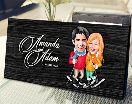 BK Gift Kişiye Özel Sevgililer Karikatürlü Antik Siyah (Ebony) Ahşap Tabela-107, Dekoratif Tabela, Rustik Ev Dekorasyonu, Duvar Dekoru