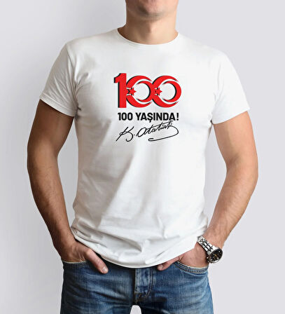 BK Gift 29 Ekim Tasarımlı Erkek Beyaz T-shirt-6, Arkadaşa Hediye, 29 Ekim Hediyesi Hediyesi, Trend Tişört, 100.Yıl Hediyesi