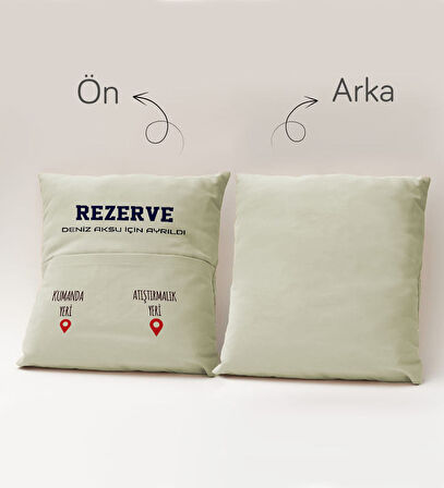 BK Gift Kişiye Özel Tasarımlı Organizer Kumanda ve Atıştırmalık Cepli Krem Kırlent Yastık- 3, Ev Dek