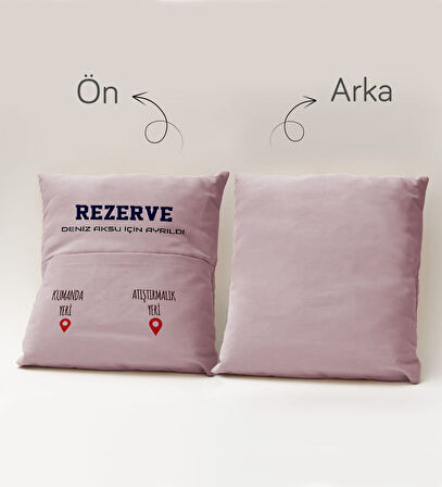 BK Gift Kişiye Özel Tasarımlı Organizer Kumanda ve Atıştırmalık Cepli Pembe Kırlent Yastık- 3, Ev De