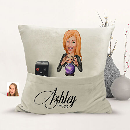 BK Gift Kişiye Özel Astrolog Karikatür Tasarımlı Organizer Kumanda ve Atıştırmalık Cepli Sarı Kırlen