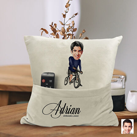 BK Gift Kişiye Özel Bisiklet Sürücüsü Karikatür Tasarımlı Organizer Kumanda ve Atıştırmalık Cepli Sa