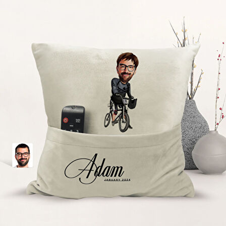 BK Gift Kişiye Özel Bisiklet Sürücüsü Karikatür Tasarımlı Organizer Kumanda ve Atıştırmalık Cepli Sa