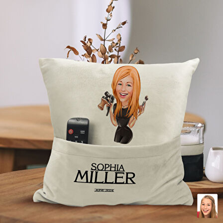 BK Gift Kişiye Özel Güzellik Uzmanı Karikatür Tasarımlı Organizer Kumanda ve Atıştırmalık Cepli Sarı