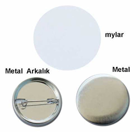 Rozet İğneli  50 mm Metal Arkalıklı  (100 adet)