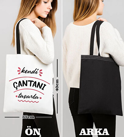 BK Gift Kendi Çantanı Tasarla Siyah Çanta, Alışveriş Çantası, Arkadaşa Hediye, Sevgiliye Hediye