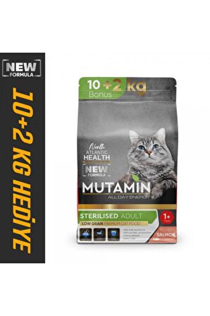 Mutamin Somonlu Kısır Kedi Maması 10+2 Kg Hediye