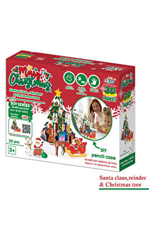 3d Puzzle Maket Yılbaşı Ağacı Ve Noel Baba.