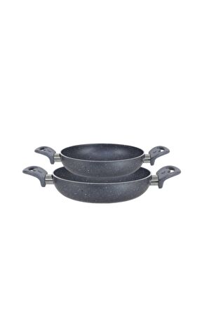 Granit 18/24 Cm Yumurta Tavası Set Yanmaz Yapışmaz Çizilmez Çift Kulp Omlet