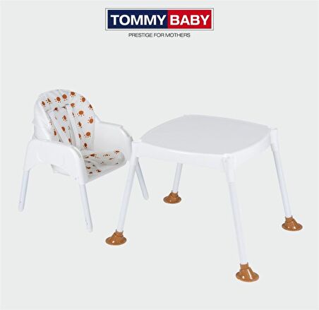 Tommybaby Katlanır Pedli Portatif Mama Sandalyesi Kahverengi 