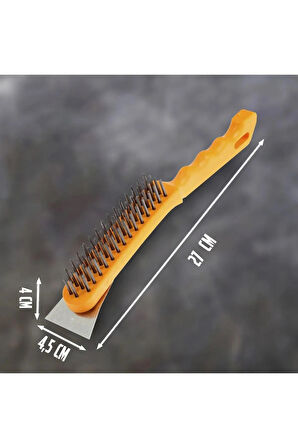 Spatulalı Çelik Tel Fırça 270 mm Metal Kazıma Temizleme Pas Sökücü Çelik Kıllı El Tipi Nalbur Fırça