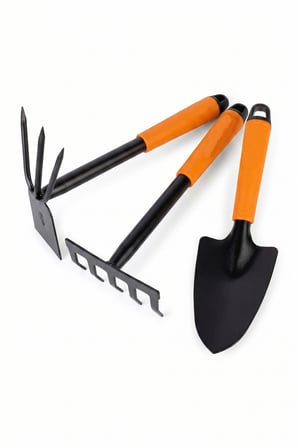 Kupa 3’lü Bahçe El Aletleri Seti Kürek Tırmık Çapa Seti KUP-8515 - Ergonomik Kaymaz Saplı Dayanıklı Çelik Mini Bahçe Seti Saksı Balkon Teras Bahçe Kullanımı