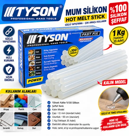 Tyson Mum Silikon Kalın Model 1 Kg Yaklaşık 35 Adet Extra Dayanıklı Kod: Tys 9124 