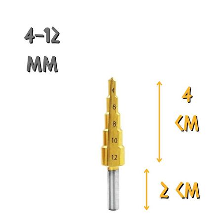 Kupa Tyson Çam Panç Kademeli Matkap Ucu - 4-12 mm.
