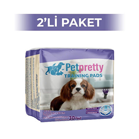 Pet Pretty Evcil Hayvan Tuvalet Eğitim Pedi Lavantalı 60x90 cm 30'lu 2 Adet