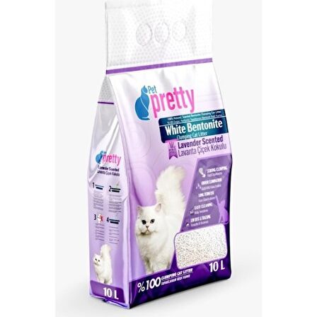 Pet Pretty Lavanta Kokulu Ince Taneli Topaklaşan Kedi Kumu 10 Lt