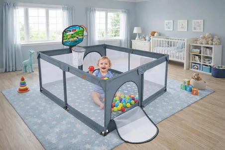 TommyBaby Güvenli Bebek Ve Çocuk Oyun Alanı Oyun Parkı 120X120 Oyun Matı Topları Yatak