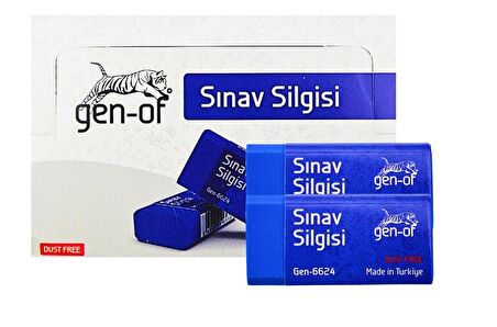 Gen-Of No:24 Dust Free Orta Boy Sınav Silgisi Mavi (GEN-6624) 3 Adet