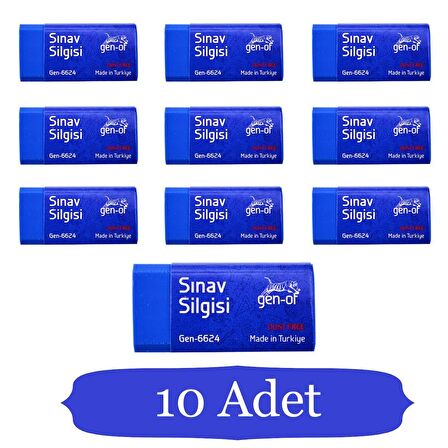 Gen-Of No:24 Dust Free Orta Boy Sınav Silgisi Mavi (GEN-6624) 10 Adet