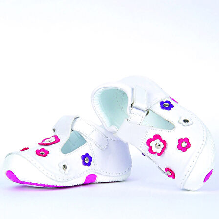 Kız Çocuk Pembe Hakiki Deri Ortopedik ilk Adım Bebek Ayakkabısı 