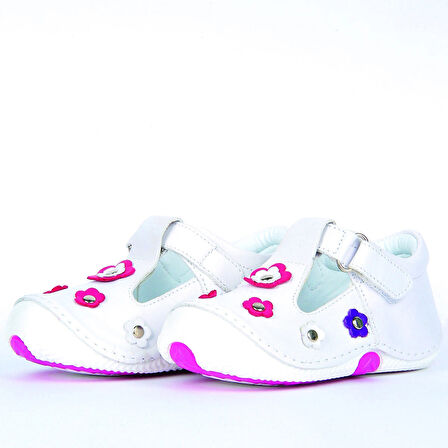 Kız Çocuk Pembe Hakiki Deri Ortopedik ilk Adım Bebek Ayakkabısı 