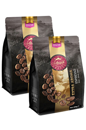 Extra Aroma Espresso Çekirdek Kahve | 2x500g | %100 Arabica | Zengin Çiçeksi Aroma | Yumuşak Gövde