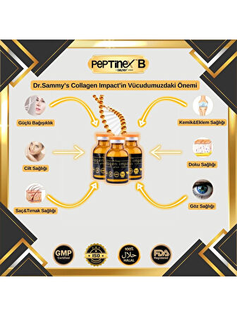 Dr. Sammy's Kolajen 10.000 mg Tip 1-3 %100 Saf Patentli Hidrolize Sığır Kolajeni, 150mg Hyaluronik Asit, 500 mg Vitamin C, 200 mg Glutatyon, 25mg Resveratrol, 100 mg Elastin, Collagen Diyet Takviyesi