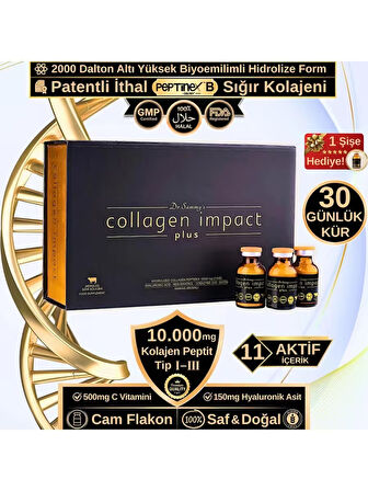 Dr. Sammy's Kolajen 10.000 mg Tip 1-3 %100 Saf Patentli Hidrolize Sığır Kolajeni, 150mg Hyaluronik Asit, 500 mg Vitamin C, 200 mg Glutatyon, 25mg Resveratrol, 100 mg Elastin, Collagen Diyet Takviyesi