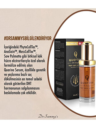 Dr. Sammy's Quarine Onarıcı Premium Saç Serumu (1 Aylık) Dökülmelere Karşı Bitkisel Kök Hücre Ekstratları, Vitamin ve Mineral Içeren %100 Saf ve Doğal Saç, Sakal, Kaş, Kirpik için Serum