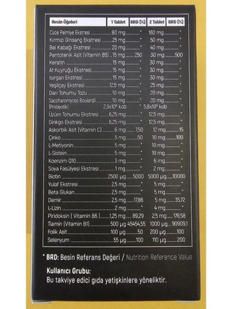 Dr. Sammy's Quarine Saç, Tırnak, Cilt ve Vücut Vitamini (60 Tablet) Dökülme ve Yıpranma Karşıtı Keratin, Biotin, Bitkisel Kök Hücre Extratları,Ginseng ve Multivitamin İçeren Diyet Takviyesi