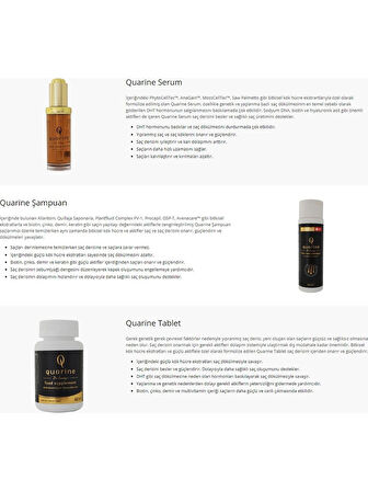 Dr. Sammy's Quarine 6 Aylık Premium Çanta Set (4 Serum+3 Tablet+3 Şampuan) Dökülmelere Karşı Bitkisel Kök Hücre Ekstratları, Vitamin ve Mineral İçeren Onarıcı Tırnak ve Saç Bakım Seti