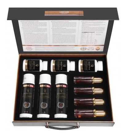 Dr. Sammy's Quarine 6 Aylık Premium Çanta Set (4 Serum+3 Tablet+3 Şampuan) Dökülmelere Karşı Bitkisel Kök Hücre Ekstratları, Vitamin ve Mineral İçeren Onarıcı Tırnak ve Saç Bakım Seti