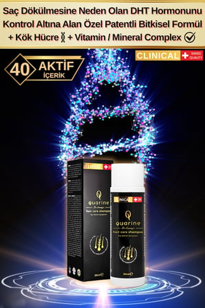 Dr. Sammy's Quarine Premium Şampuan (2 Aylık) Dökülmelere Karşı %100 Saf ve Doğal Bitkisel Kök Hücre Ekstratları,Vitamin ve Mineral İçeren Onarıcı Saç Şampuanı 250ML