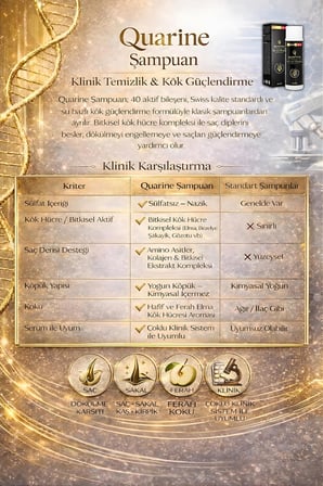 Dr. Sammy's Quarine Premium Şampuan (2 Aylık) Dökülmelere Karşı %100 Saf ve Doğal Bitkisel Kök Hücre Ekstratları,Vitamin ve Mineral İçeren Onarıcı Saç Şampuanı 250ML