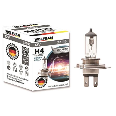 Wolfram Ampul H4 12V 100/90W Tırnaklı P43T