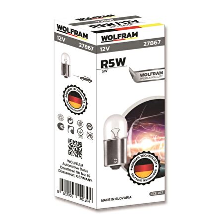 Wolfram R5W 67 Park Ampul 12V 5W 10 Adet